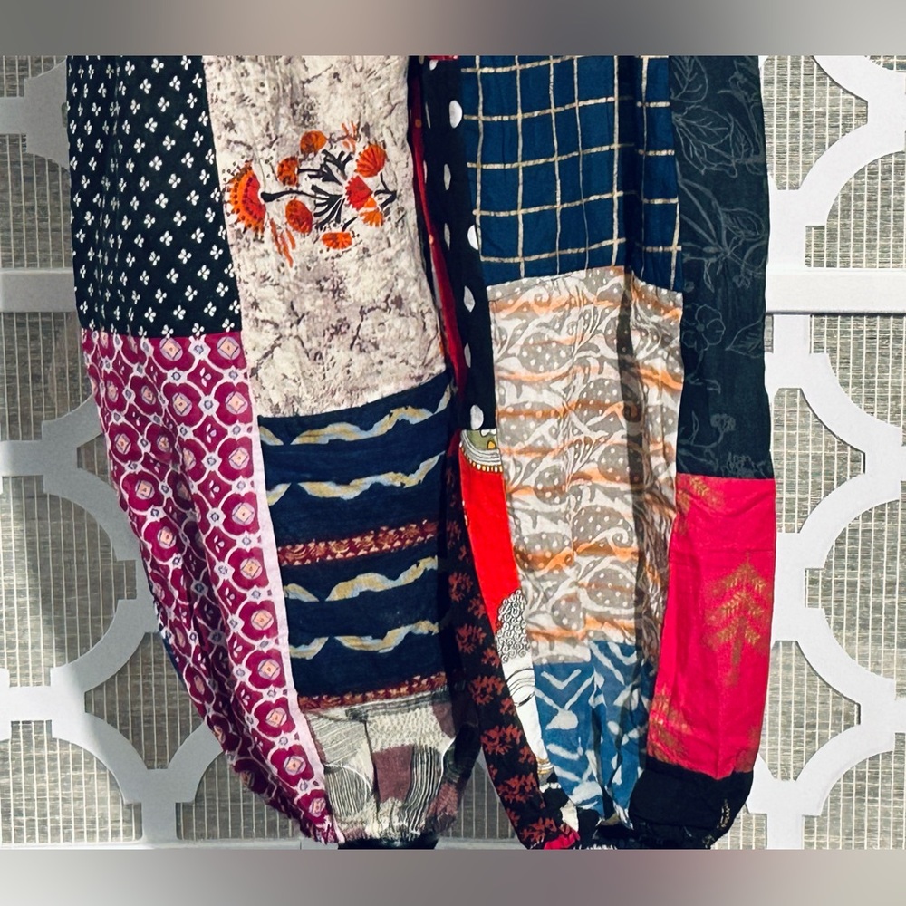 100% Cotton JACKPOT Colorful Patchwork Harem Pants Boho Bohemian Yoga Medium - Picture 14 of 15
